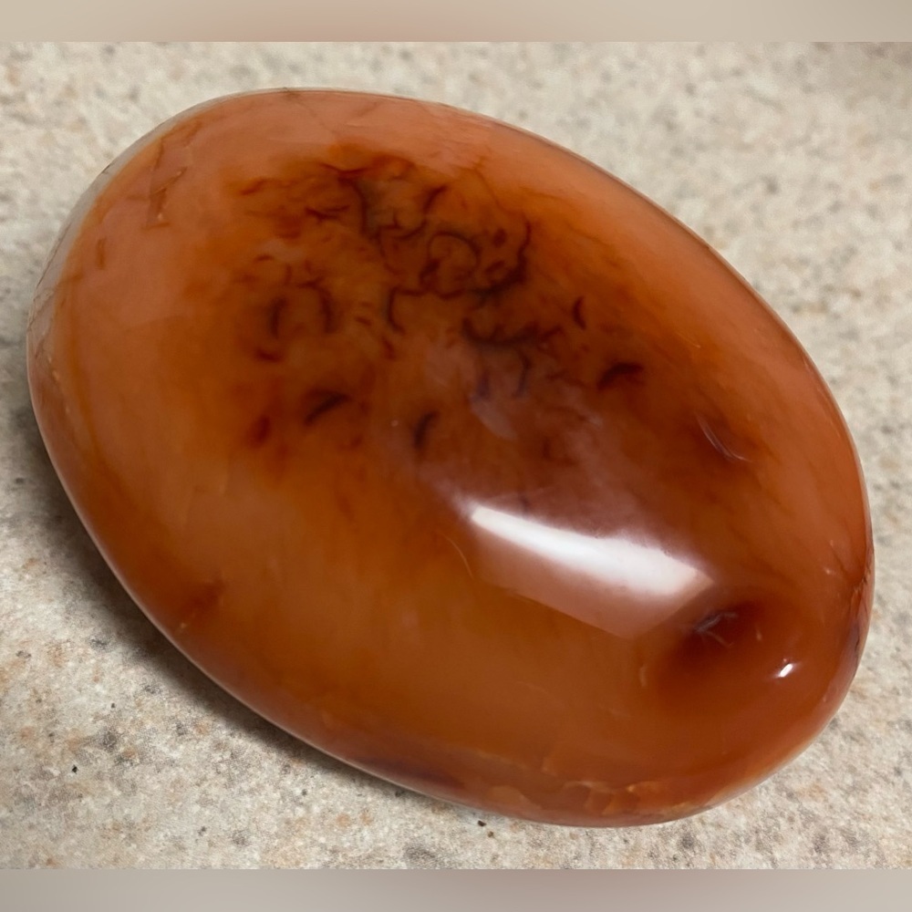 Polished Red Carnelian Worry Stone Crystal | Large 3” Collector Specimen - Picture 4 of 6